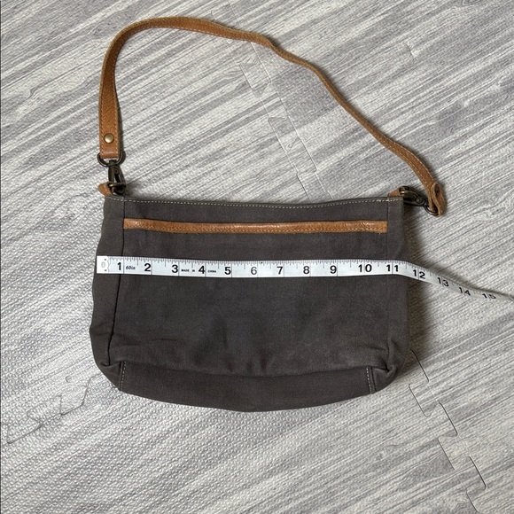 Myra Hair On Gray and Cream Canvas Shoulder Bag - Picture 6 of 8